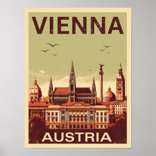 Retro Vienna city Austria skyline gifts  Poster