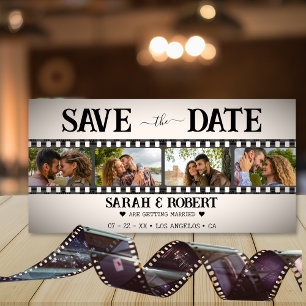 Retro Vignette Photo Collage Film Strip Save The Date