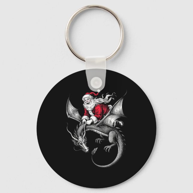 Retro Viking Pagan Christmas - Clic Santa Riding D Key Ring (Front)