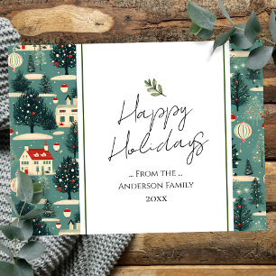 Retro Village Town Christmas Greetings  Postcard