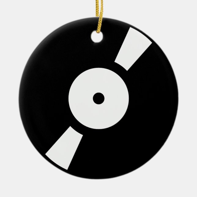 retro vinly record ceramic tree decoration (Front)