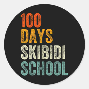 Retro Vintage 100 Days Of Skibidi School Boys Girl Classic Round Sticker
