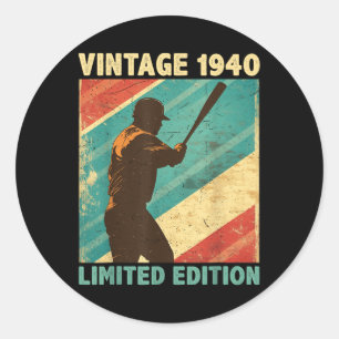 Retro Vintage 1940 Baseball Lover Limited Edition Classic Round Sticker