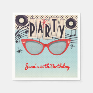 Retro Vintage 1950's Fifties Birthday Party Custom Napkin