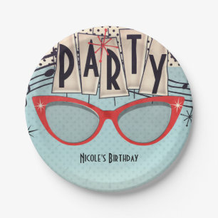 Retro Vintage 1950's Fifties Birthday Party Custom Paper Plate