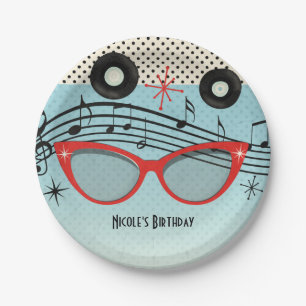 Retro Vintage 1950's Fifties Birthday Party Custom Paper Plate