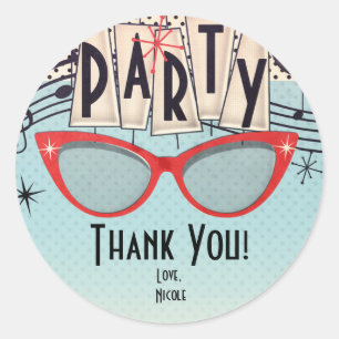 Retro Vintage 1950's Fifties Party Favour Custom Classic Round Sticker