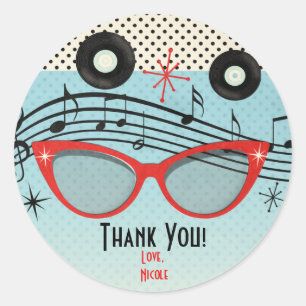 Retro Vintage 1950's Fifties Party Favour Custom Classic Round Sticker