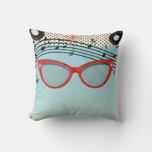 Retro Vintage 1950's Fifties Red Cat Eye Glasses Cushion