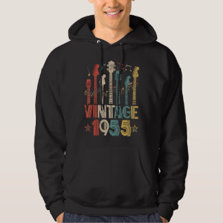 Retro Vintage 1955 Guitar Lover 1955 Birthday Guit Hoodie