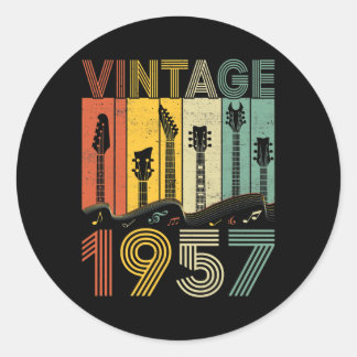 Retro Vintage 1957 Guitarist 1957 Birthday Guitar Classic Round Sticker