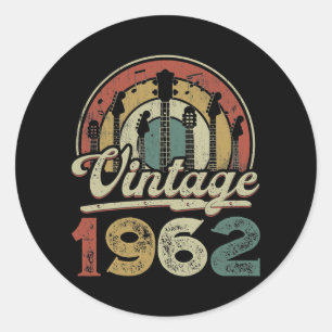 Retro Vintage 1962 Guitarist 1962 Birthday Guitar Classic Round Sticker