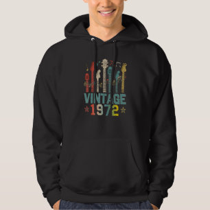 Retro Vintage 1972 Birthday Party Guitarist Guitar Hoodie