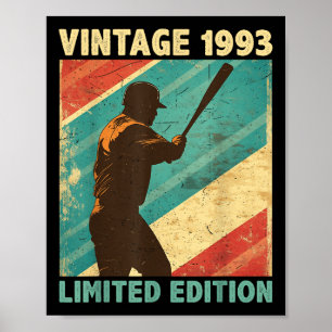 Retro Vintage 1993 Baseball Lover Limited Edition  Poster
