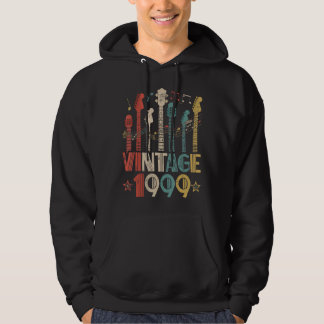 Retro Vintage 1999 Guitar Lover 1999 Birthday Guit Hoodie