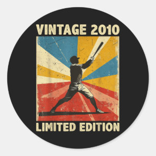 Retro Vintage 2010 Baseball Lover Limited Edition  Classic Round Sticker