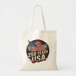 Retro Vintage 250 Years USA American Flag Tote Bag