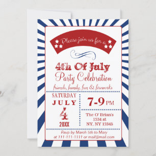Retro Vintage 4th of july party invitations