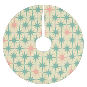 Retro Vintage 50s 60s Mid-century Atomic Pastel Brushed Polyester Tree Skirt