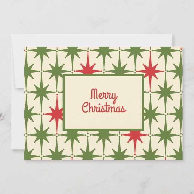 Retro Vintage 50s Merry Christmas Star Pattern  Invitation (Front)