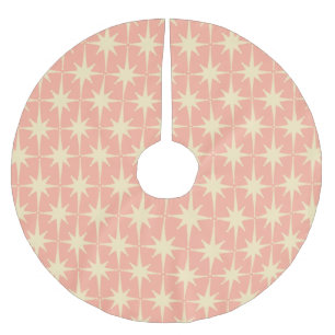 Retro Vintage 50s Mid-century Atomic Stars Pink Brushed Polyester Tree Skirt