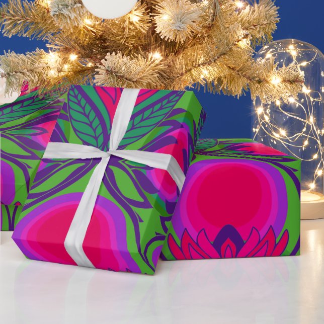 retro vintage 60s 70s gift wrapping paper (Holidays)