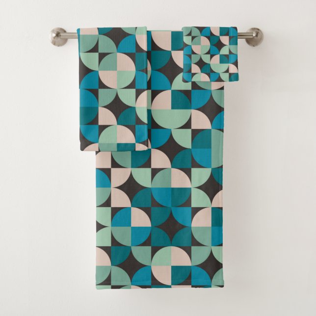 Retro Vintage 60's Pattern Bath Towel Set (Insitu)