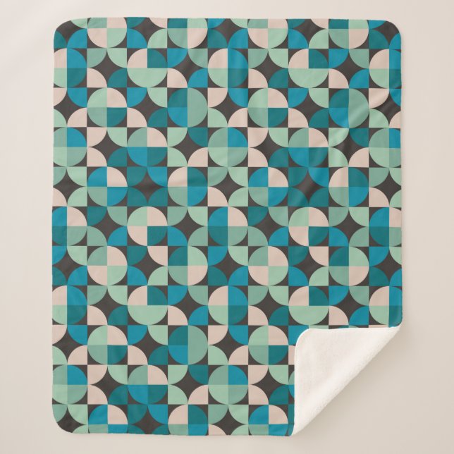 Retro Vintage 60's Pattern Sherpa Blanket (Front)