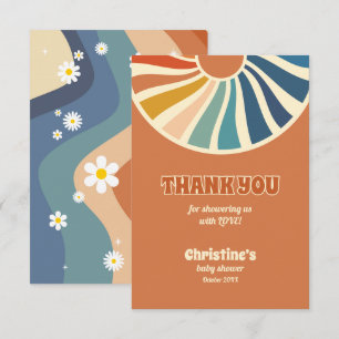 Retro Vintage 70’s Daisy Baby Shower Thank You Card