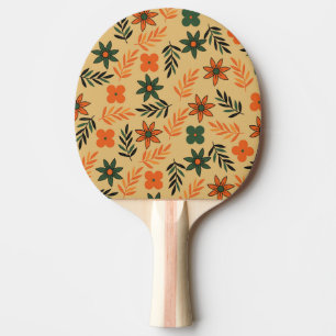 Retro Vintage 70s Floral Flower Leaves Pattern Ping Pong Paddle