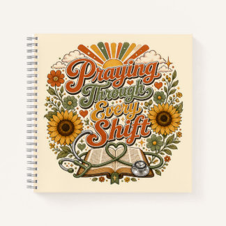Retro Vintage 70s Floral Mustard Christian Nurse Notebook