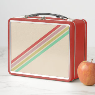 Retro Vintage 70's Stripe Metal Lunch Box
