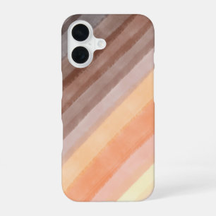 Retro vintage 70s stripes watercolor orange brown iPhone 16 case