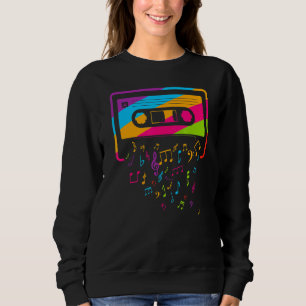 Retro Vintage 80's 90's Music Notes Cassette Tape Sweatshirt