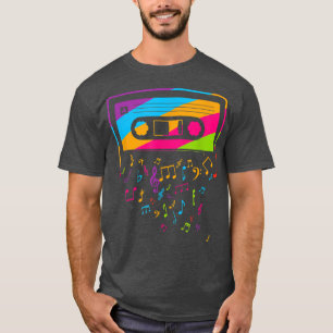 Retro Vintage 80's 90's Music Notes Cassette Tape  T-Shirt