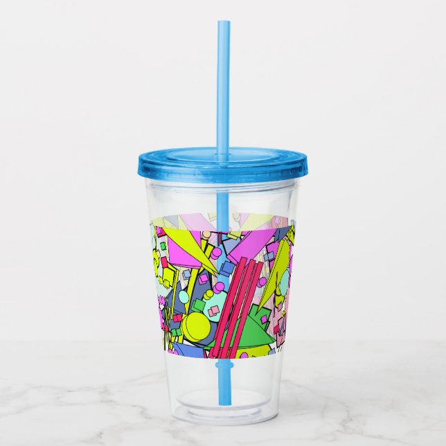 Retro Vintage 80s and 90s Style Acrylic Tumbler (Front)