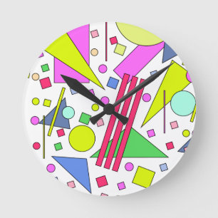Retro Vintage 80s and 90s Style Round Clock
