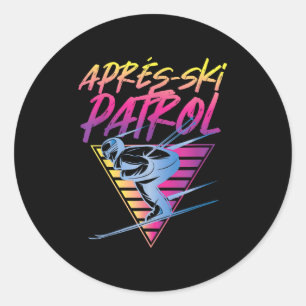 Retro Vintage 80s Apres Ski Patrol Classic Round Sticker