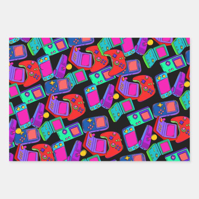 Retro Vintage 80's Gamer Design   Wrapping Paper Sheet (Front)