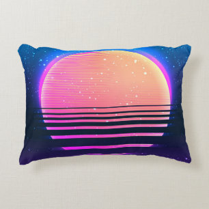 Retro vintage 80s or 90s geometric style abstract  decorative cushion