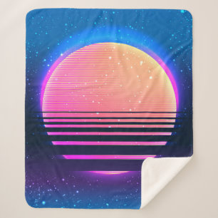 Retro vintage 80s or 90s geometric style abstract  sherpa blanket