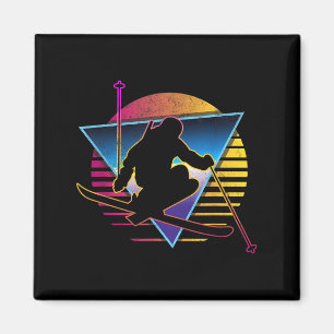 Retro Vintage 80s Ski  Magnet