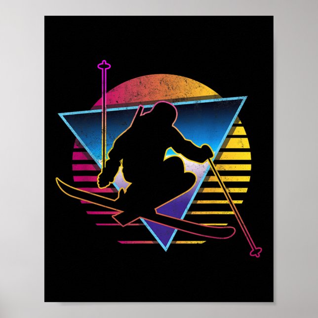 Retro Vintage 80s Ski  Poster (Front)
