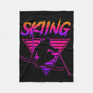 Retro Vintage 80s Ski Skiing 1 Fleece Blanket