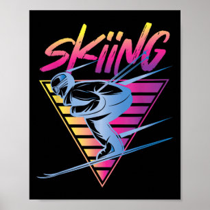 Retro Vintage 80s Ski Skiing Poster