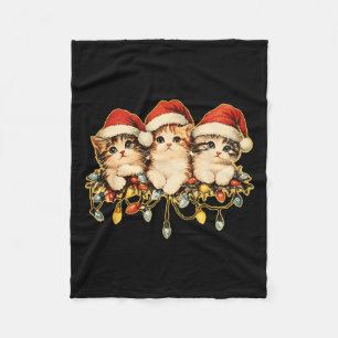 Retro Vintage 90s Cat Xmas Light Christmas 1  Fleece Blanket