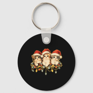 Retro Vintage 90s Cat Xmas Light Christmas 1 Key Ring