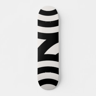 Retro Vintage Abstract Arches Lines Black White Skateboard