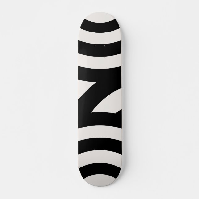 Retro Vintage Abstract Arches Lines Black White Skateboard (Front)