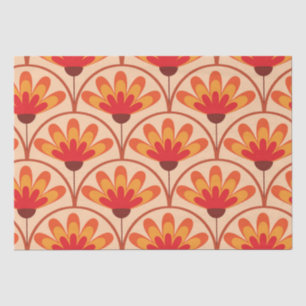 Retro Vintage Abstract Flowers on Scallop Shapes Tissue Paper